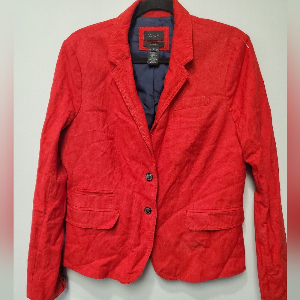 J. CREW Red Schoolboy  Blazer Jacket Size 12